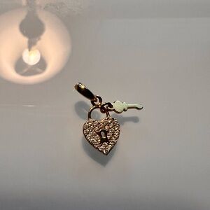 Gold Heart Lock Pendant with Key